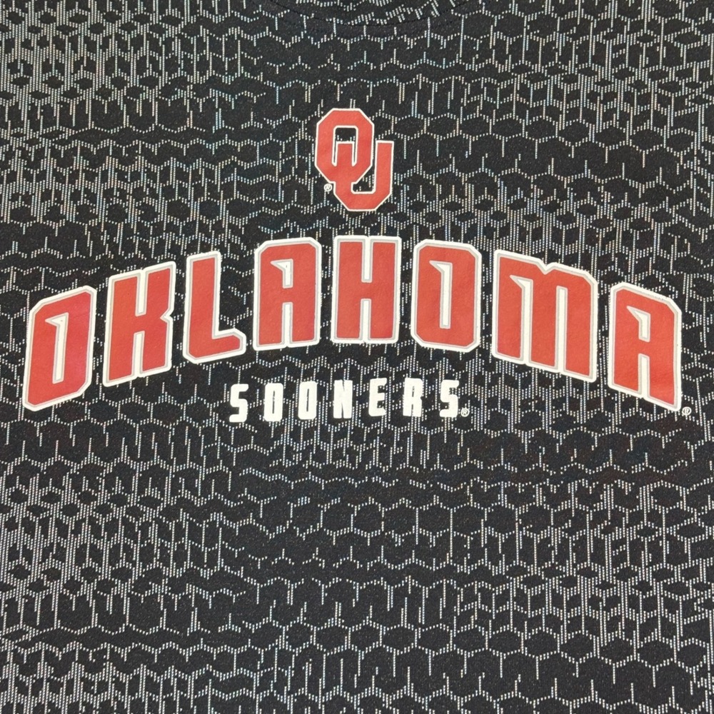 Oklahoma Sooners Shirt Men's Large Black Honeycomb Performance NCAA College Team